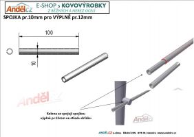 Spojka výplně pro pr.12mm nerez