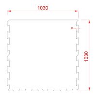 Černo-bílá gumová modulová puzzle dlažba (okraj) FLOMA FitFlo SF1050 - délka 100 cm, šířka 100 cm, výška 0,8 cm