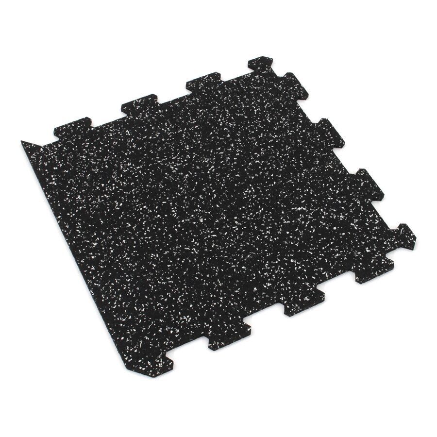 Černo-bílá gumová podlahová deska (puzzle - okraj) FLOMA FitFlo SF1050 - délka 100 cm, šířka 100 cm, výška 1 cm