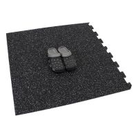 Černo-bílá gumová modulová puzzle dlažba (roh) FLOMA FitFlo SF1050 - délka 100 cm, šířka 100 cm a výška 1 cm