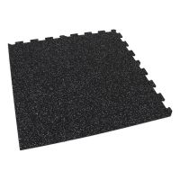 Černo-bílá gumová podlahová deska (puzzle - roh) FLOMA FitFlo SF1050 - délka 100 cm, šířka 100 cm, výška 1 cm
