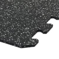 Černo-bílá gumová podlahová deska (puzzle - roh) FLOMA FitFlo SF1050 - délka 100 cm, šířka 100 cm, výška 1 cm