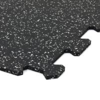 Černo-bílá gumová podlahová deska (puzzle - roh) FLOMA FitFlo SF1050 - délka 100 cm, šířka 100 cm, výška 1 cm
