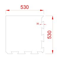 Černo-bílá gumová modulová puzzle dlažba (roh) FLOMA FitFlo SF1050 - délka 50 cm, šířka 50 cm, výška 0,8 cm