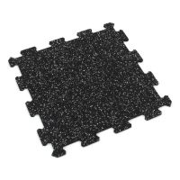 Černo-bílá gumová modulová puzzle dlažba (střed) FLOMA FitFlo SF1050 - délka 100 cm, šířka 100 cm a výška 1 cm