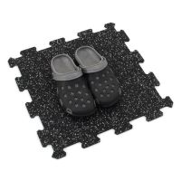 Černo-bílá gumová podlahová deska (puzzle - střed) FLOMA FitFlo SF1050 - délka 100 cm, šířka 100 cm, výška 1 cm