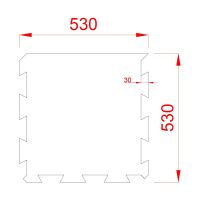 Černo-bílo-červená gumová modulová puzzle dlažba (okraj) FLOMA FitFlo SF1050 - délka 50 cm, šířka 50 cm, výška 0,8 cm