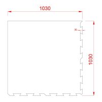 Černo-bílo-červená gumová modulová puzzle dlažba (roh) FLOMA FitFlo SF1050 - délka 100 cm, šířka 100 cm, výška 1 cm