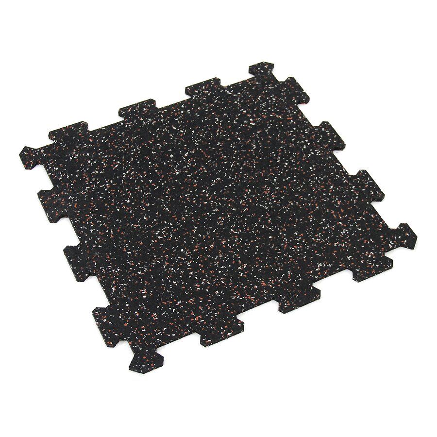 Černo-bílo-červená gumová modulová puzzle dlažba (střed) FLOMA FitFlo SF1050 - délka 100 cm, šířka 100 cm, výška 1 cm