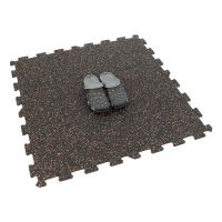 Černo-bílo-červená gumová podlahová deska (puzzle - střed) FLOMA FitFlo SF1050 - délka 100 cm, šířka 100 cm, výška 1 cm