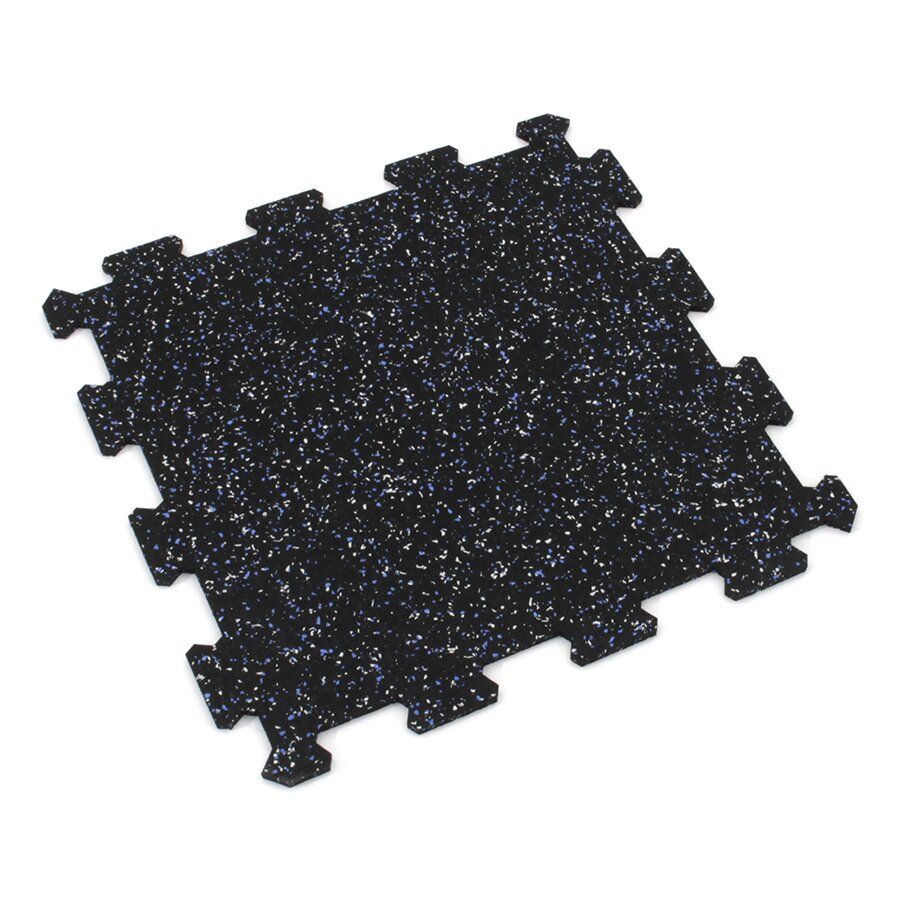 Černo-bílo-modrá gumová modulová puzzle dlažba (střed) FLOMA FitFlo SF1050 - délka 100 cm, šířka 100 cm a výška 1 cm