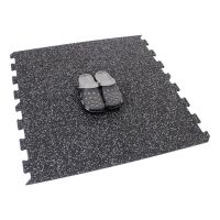Černo-bílá gumová podlahová deska (puzzle - okraj) FLOMA FitFlo SF1050 - délka 50 cm, šířka 50 cm, výška 1,6 cm