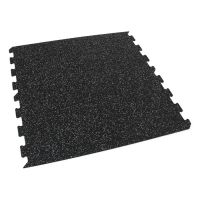 Černo-bílá gumová modulová puzzle dlažba (okraj) FLOMA FitFlo SF1050 - délka 50 cm, šířka 50 cm, výška 1 cm