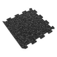 Černo-bílá gumová modulová puzzle dlažba (okraj) FLOMA FitFlo SF1050 - délka 50 cm, šířka 50 cm a výška 1 cm