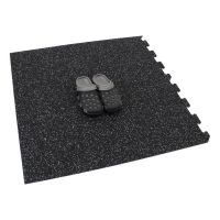 Černo-bílá gumová podlahová deska (puzzle - roh) FLOMA FitFlo SF1050 - délka 50 cm, šířka 50 cm, výška 1 cm