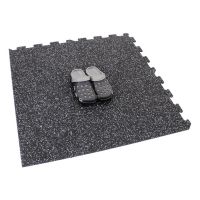 Černo-bílá gumová modulová puzzle dlažba (roh) FLOMA FitFlo SF1050 - délka 50 cm, šířka 50 cm, výška 1 cm