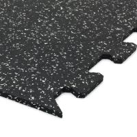 Černo-bílá gumová modulová puzzle dlažba (roh) FLOMA FitFlo SF1050 - délka 50 cm, šířka 50 cm, výška 1,6 cm