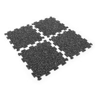 Černo-bílá gumová modulová puzzle dlažba (střed) FLOMA FitFlo SF1050 - délka 50 cm, šířka 50 cm, výška 1 cm