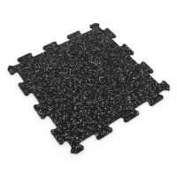 Černo-bílá gumová modulová puzzle dlažba (střed) FLOMA FitFlo SF1050 - délka 50 cm, šířka 50 cm a výška 1 cm