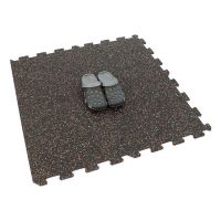 Černo-bílo-červená gumová podlahová deska (puzzle - okraj) FLOMA FitFlo SF1050 - délka 50 cm, šířka 50 cm, výška 1 cm