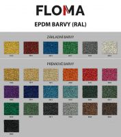 Černo-bílo-červená gumová modulová puzzle dlažba (okraj) FLOMA FitFlo SF1050 - délka 50 cm, šířka 50 cm, výška 1 cm