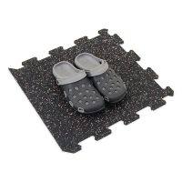Černo-bílo-červená gumová podlahová deska (puzzle - okraj) FLOMA FitFlo SF1050 - délka 50 cm, šířka 50 cm, výška 1 cm