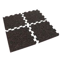 Černo-bílo-červená gumová podlahová deska (puzzle - okraj) FLOMA FitFlo SF1050 - délka 50 cm, šířka 50 cm, výška 1,6 cm