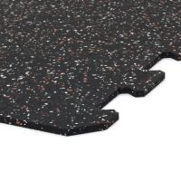 Černo-bílo-červená gumová podlahová deska (puzzle - okraj) FLOMA FitFlo SF1050 - délka 50 cm, šířka 50 cm, výška 1 cm