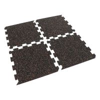 Černo-bílo-červená gumová podlahová deska (puzzle - okraj) FLOMA FitFlo SF1050 - délka 50 cm, šířka 50 cm, výška 1 cm