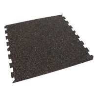 Černo-bílo-červená gumová podlahová deska (puzzle - okraj) FLOMA FitFlo SF1050 - délka 50 cm, šířka 50 cm, výška 1 cm