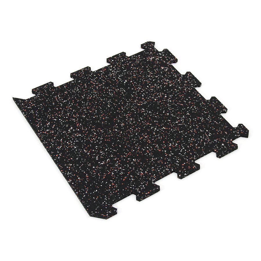 Černo-bílo-červená gumová modulová puzzle dlažba (okraj) FLOMA FitFlo SF1050 - délka 50 cm, šířka 50 cm, výška 1 cm