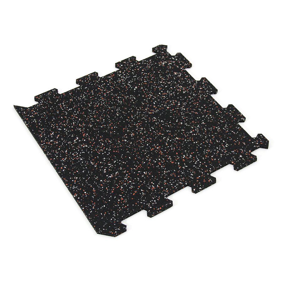 Černo-bílo-červená gumová podlahová deska (puzzle - okraj) FLOMA FitFlo SF1050 - délka 50 cm, šířka 50 cm, výška 1 cm