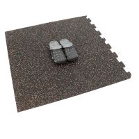 Černo-bílo-červená gumová podlahová deska (puzzle - roh) FLOMA FitFlo SF1050 - délka 50 cm, šířka 50 cm, výška 1,6 cm