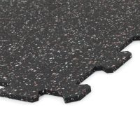 Černo-bílo-červená gumová podlahová deska (puzzle - střed) FLOMA FitFlo SF1050 - délka 50 cm, šířka 50 cm, výška 1 cm