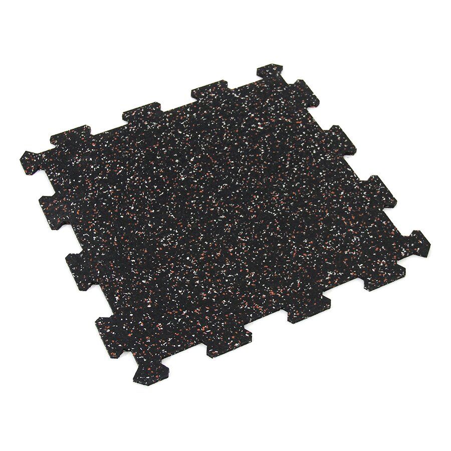 Černo-bílo-červená gumová podlahová deska (puzzle - střed) FLOMA FitFlo SF1050 - délka 50 cm, šířka 50 cm, výška 1 cm