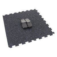 Černo-bílo-modrá gumová modulová puzzle dlažba (okraj) FLOMA FitFlo SF1050 - délka 100 cm, šířka 100 cm, výška 1 cm