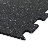 Černo-bílo-modrá gumová podlahová deska (puzzle - okraj) FLOMA FitFlo SF1050 - délka 100 cm, šířka 100 cm, výška 1 cm
