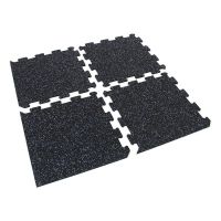Černo-bílo-modrá gumová modulová puzzle dlažba (okraj) FLOMA FitFlo SF1050 - délka 100 cm, šířka 100 cm, výška 1 cm