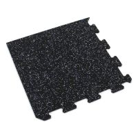 Černo-bílo-modrá gumová modulová puzzle dlažba (roh) FLOMA FitFlo SF1050 - 100 x 100 x 1 cm