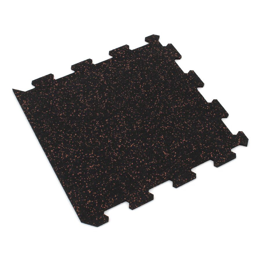 Černo-červená gumová podlahová deska (puzzle - okraj) FLOMA FitFlo SF1050 - délka 100 cm, šířka 100 cm, výška 1 cm