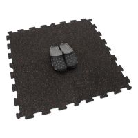 Černo-červená gumová podlahová deska (puzzle - střed) FLOMA FitFlo SF1050 - délka 100 cm, šířka 100 cm, výška 1 cm