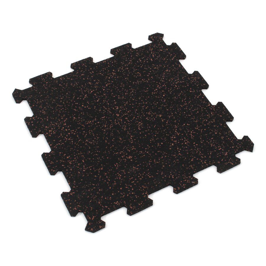 Černo-červená gumová podlahová deska (puzzle - střed) FLOMA FitFlo SF1050 - délka 100 cm, šířka 100 cm, výška 1 cm