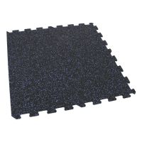 Černo-modrá gumová podlahová deska (puzzle - okraj) FLOMA FitFlo SF1050 - délka 100 cm, šířka 100 cm, výška 1 cm