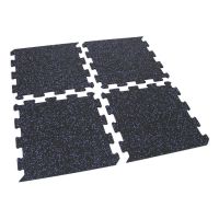 Černo-modrá gumová podlahová deska (puzzle - okraj) FLOMA FitFlo SF1050 - délka 100 cm, šířka 100 cm, výška 1 cm
