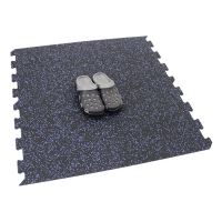 Černo-modrá gumová podlahová deska (puzzle - okraj) FLOMA FitFlo SF1050 - délka 100 cm, šířka 100 cm, výška 1 cm