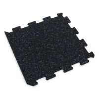 Černo-modrá gumová modulová puzzle dlažba (okraj) FLOMA FitFlo SF1050 - délka 100 cm, šířka 100 cm a výška 1 cm