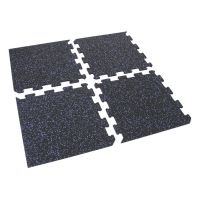 Černo-modrá gumová podlahová deska (puzzle - roh) FLOMA FitFlo SF1050 - délka 100 cm, šířka 100 cm, výška 1 cm