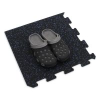 Černo-modrá gumová podlahová deska (puzzle - roh) FLOMA FitFlo SF1050 - délka 100 cm, šířka 100 cm, výška 1 cm