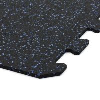 Černo-modrá gumová podlahová deska (puzzle - roh) FLOMA FitFlo SF1050 - délka 100 cm, šířka 100 cm, výška 1 cm