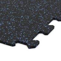 Černo-modrá gumová podlahová deska (puzzle - roh) FLOMA FitFlo SF1050 - délka 100 cm, šířka 100 cm, výška 1 cm